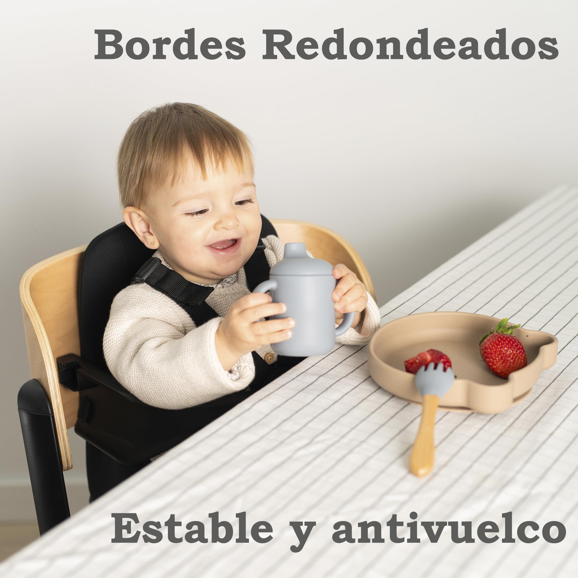 Olmitos Trona evolutiva de madera 2 en 1 DINNA Silla infantil Evolutiva y convertible desde 6 meses hasta adolescencia | Ajustable en altura y profundidad, bandeja extraíble y arnés 5 puntos (Negro)