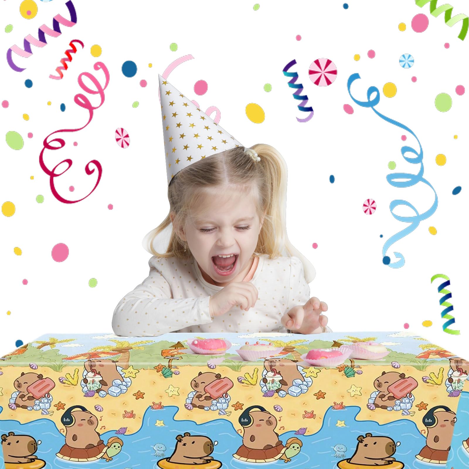 Capybara Tafelkleed Set – 2 Stuks Wegwerptafelkleden, Cartoon, Waterdicht, Feestdecoratie Voor Verjaardag En Themafeest