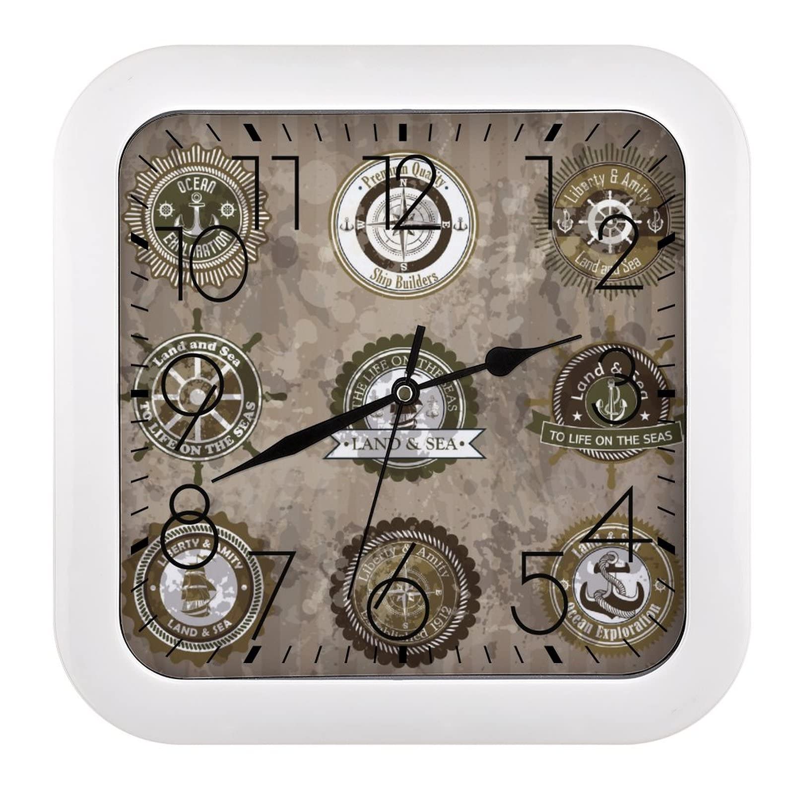 Pendule murale silencieuse marron 26 cm sans tic-tac pour bureau