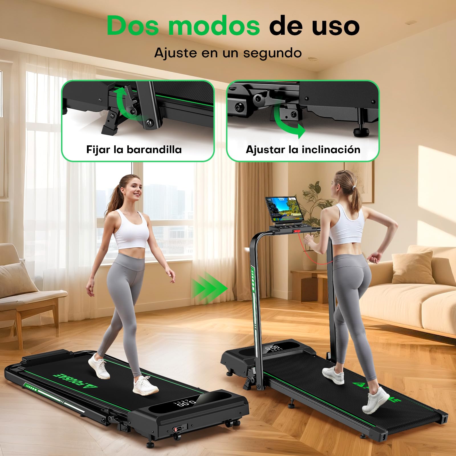 5 en 1 Cinta de Correr Plegable, 12KM/H Cinta de Correr con Inclinación 9%, 2.75 HP Cinta de Andar para Casa con Control Remoto y Pantalla LED, Apps y 12 Programas HIIT, Soporte 150 KG