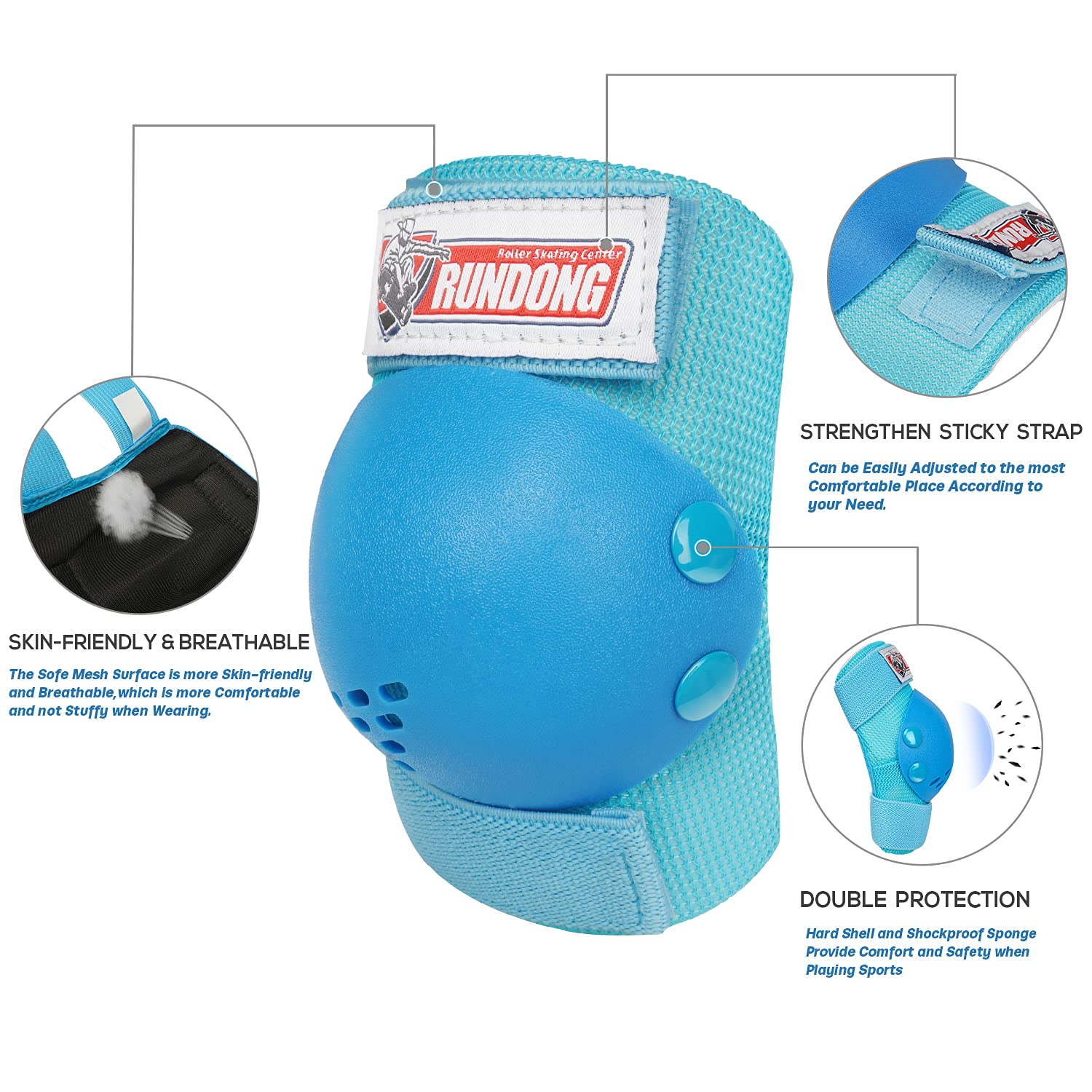 Youth/Kids Knee Pads Elbow Pad Wrist Guards Protective Gear Set for 3-15 Years Child Roller Skates Skateboard Inline Rollerblading Cycling BMX Bike Skating Scooter Riding and Other Outdoor Sports - Image 4