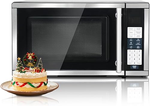 SMETA Horno microondas compacto de 700 vatios, 0.7 pies cúbicos, horno microondas de encimera, 10 niveles de potencia con botón giratorio para