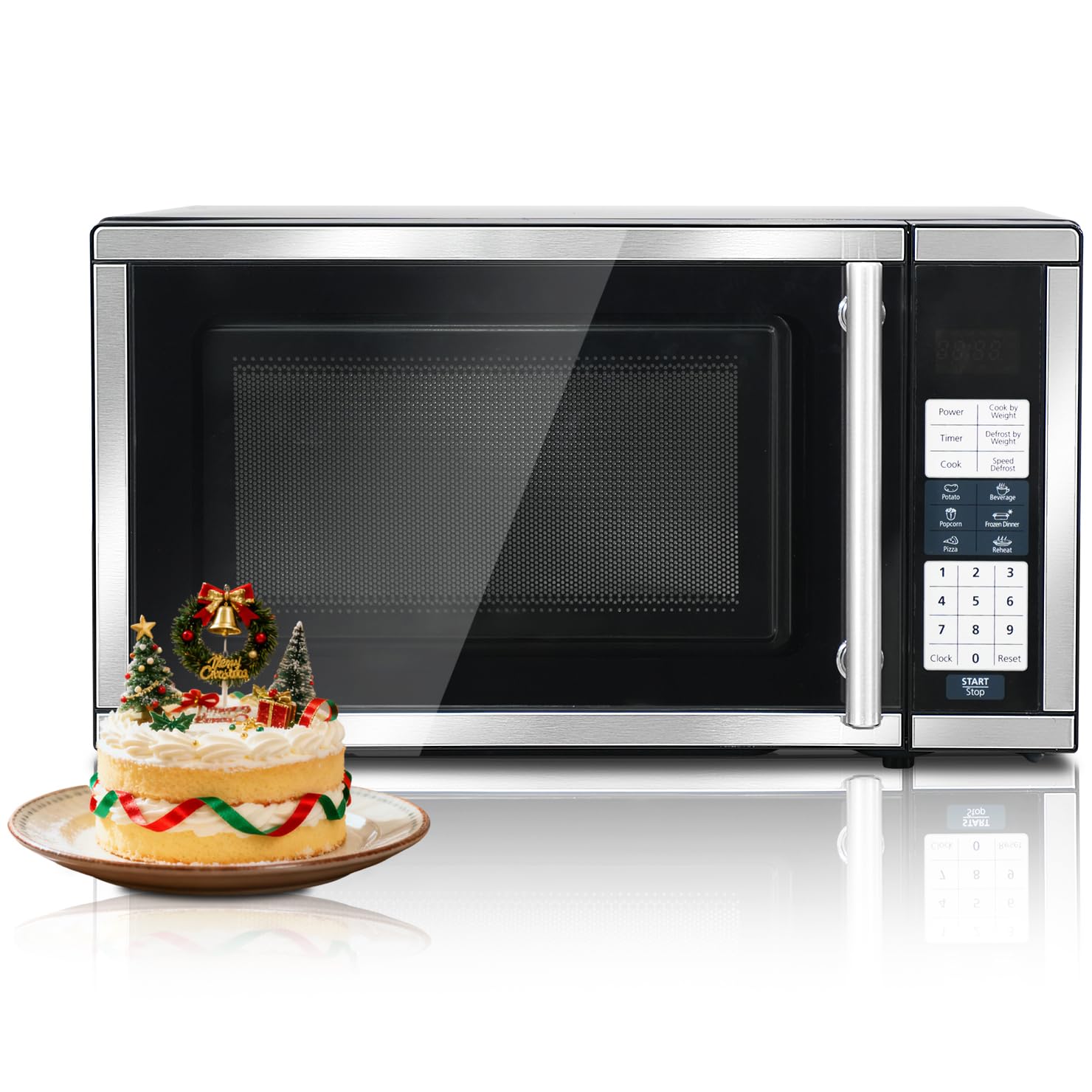 SMETA Compact Microwave Oven 700 Watts 0 7 cu ft Countertop Microwave Ovens 10 Power Levels with Turntable