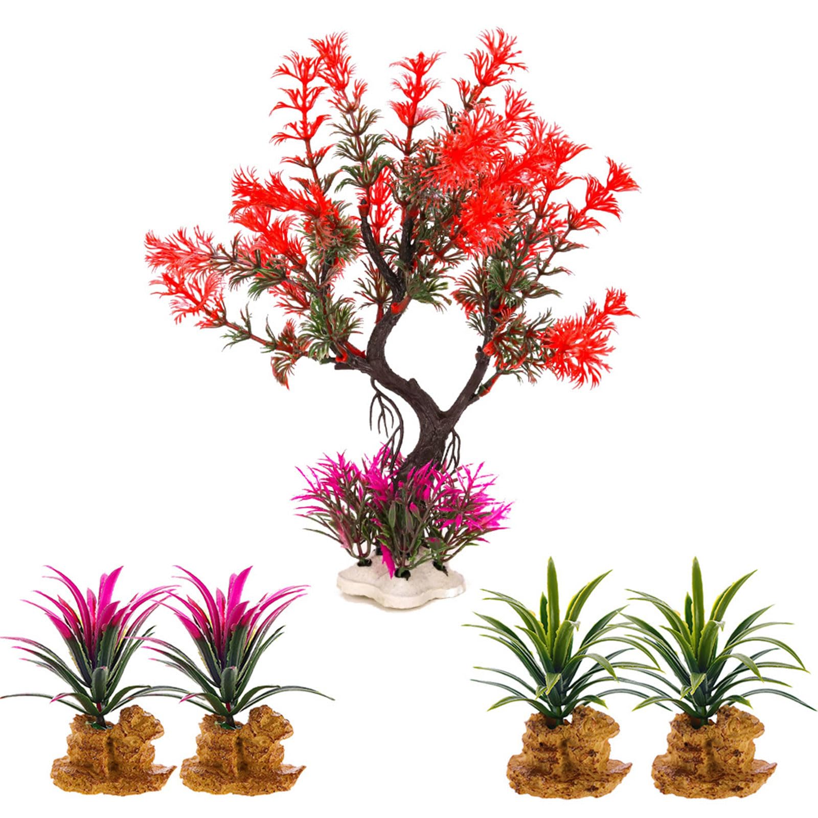 Msioytog Artificial Green Plant with Resin Base for Fishtanks Decoration Home Use Aquariums Underwater Landscape Accessory Aquariums Plant
