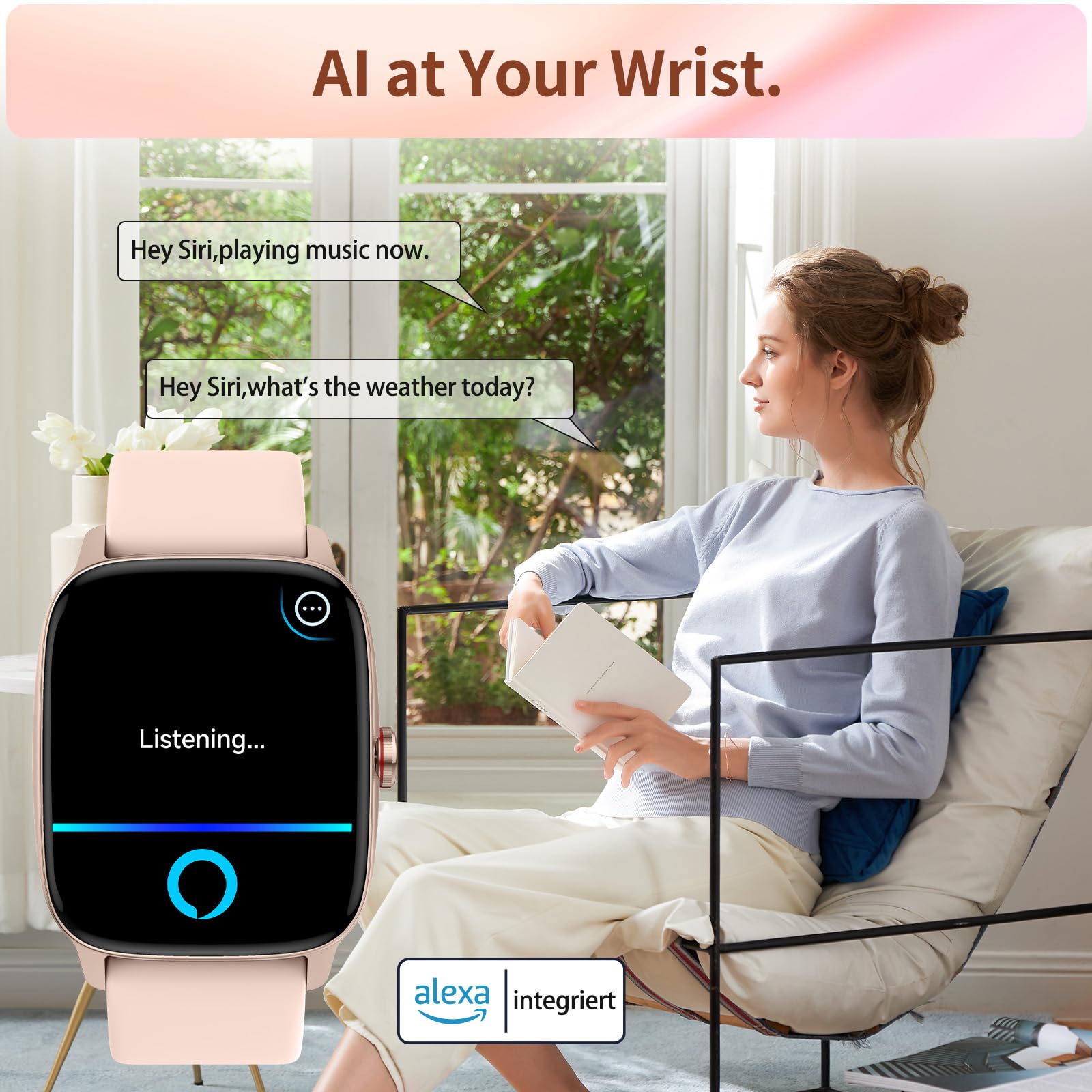 Smart Watch for Men Women, Bluetooth Call Smartwatch with AI Voice, 1.85" HD Fitness Watch, Heart Rate/Steps/Sleep Monitor, 100+ Sports Modes, IP68 Waterproof Watch for Android iOS - 5