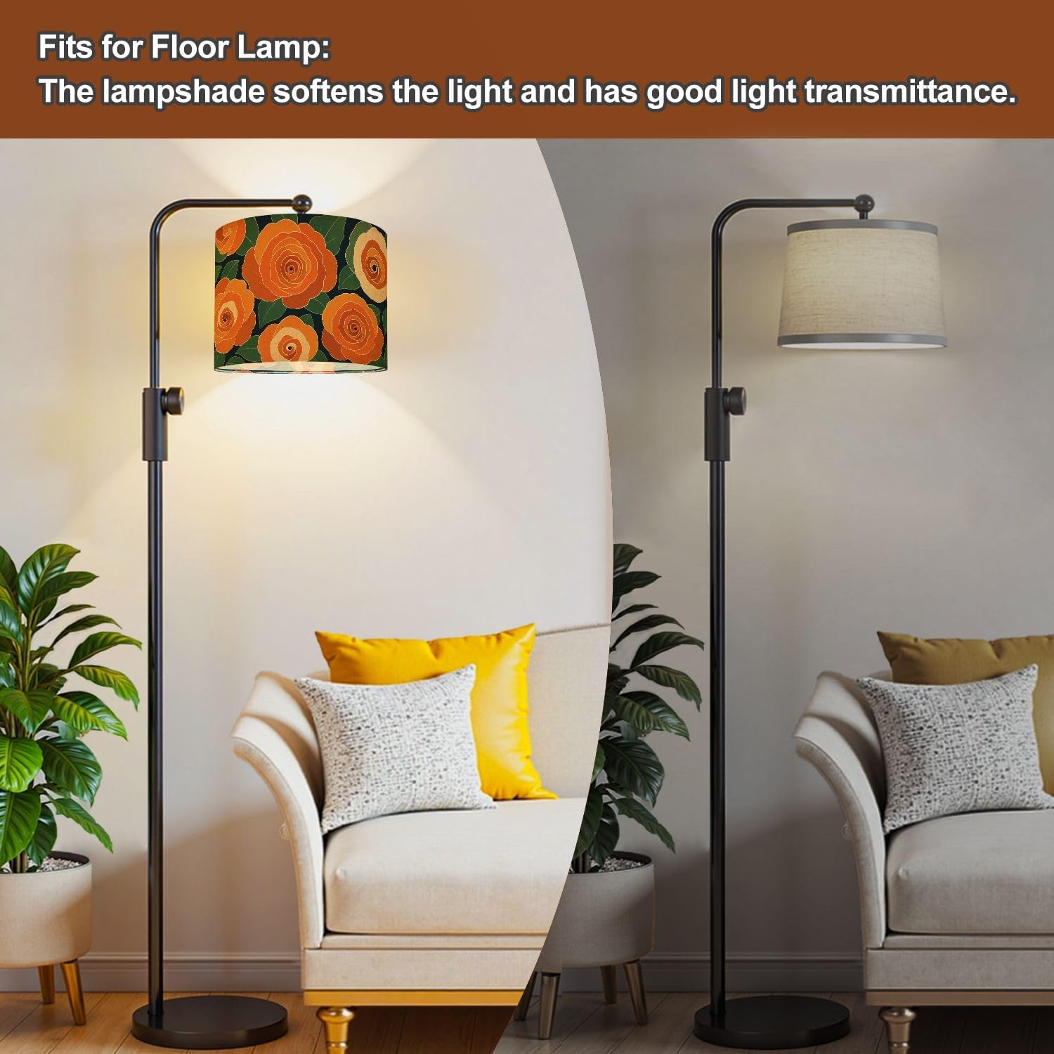 Lampshades Lamp Shades Boho 1 Pack Artistic seamless pattern abstract flowers Creative collage Light Shade for Table Lamps Floor Lamps Drum Lamp Shades Lampshade Replacement
