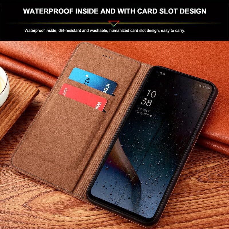 Portefeuille en cuir véritable iPhone 15 étui marron à clapet