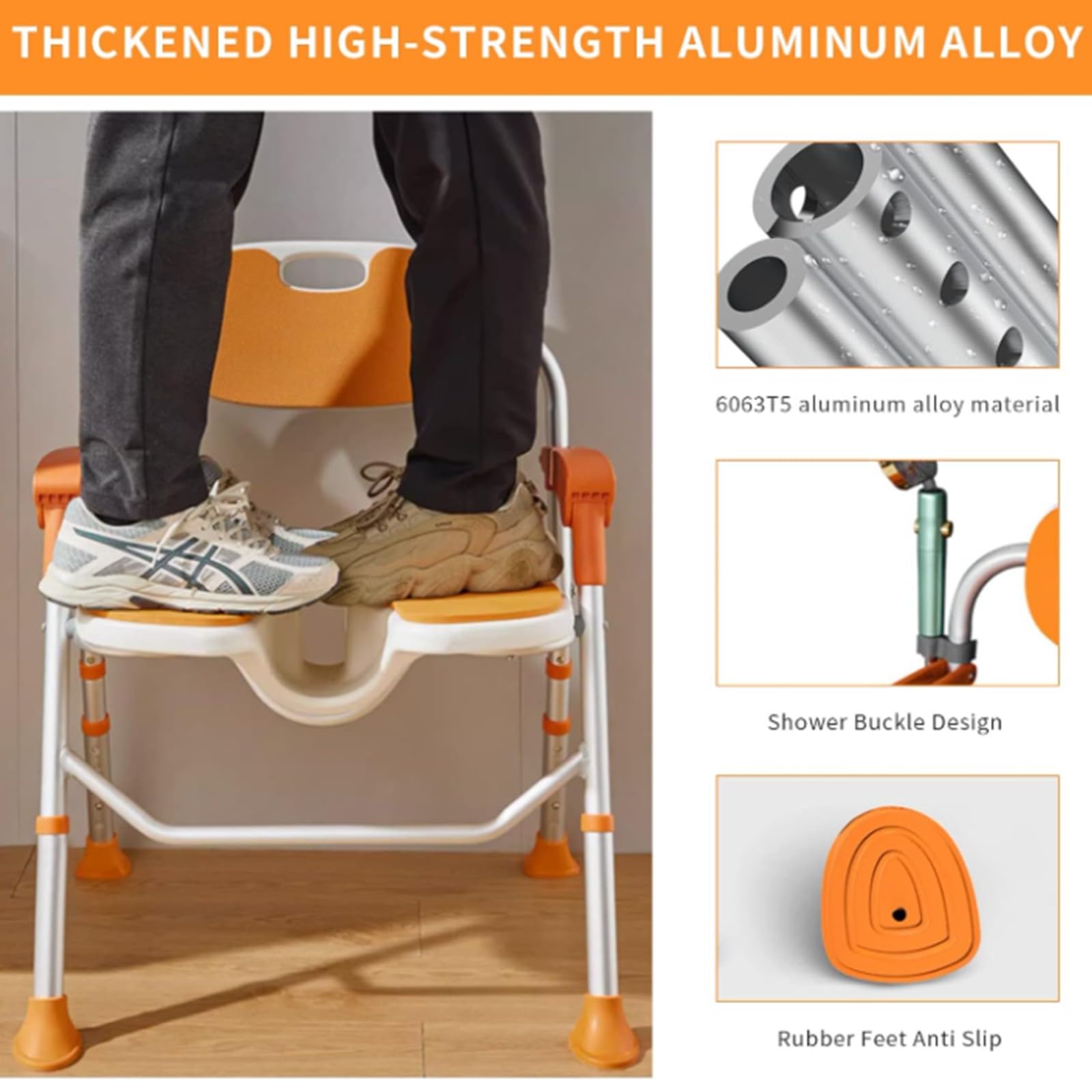 MRKU Silla de bañera Resistente con apoyabrazos y Respaldo para Personas Mayores, discapacitadas, Embarazadas y Personas Mayores. Asiento de Ducha Mejorado en Forma de U Que soporta hasta 400 Libras.