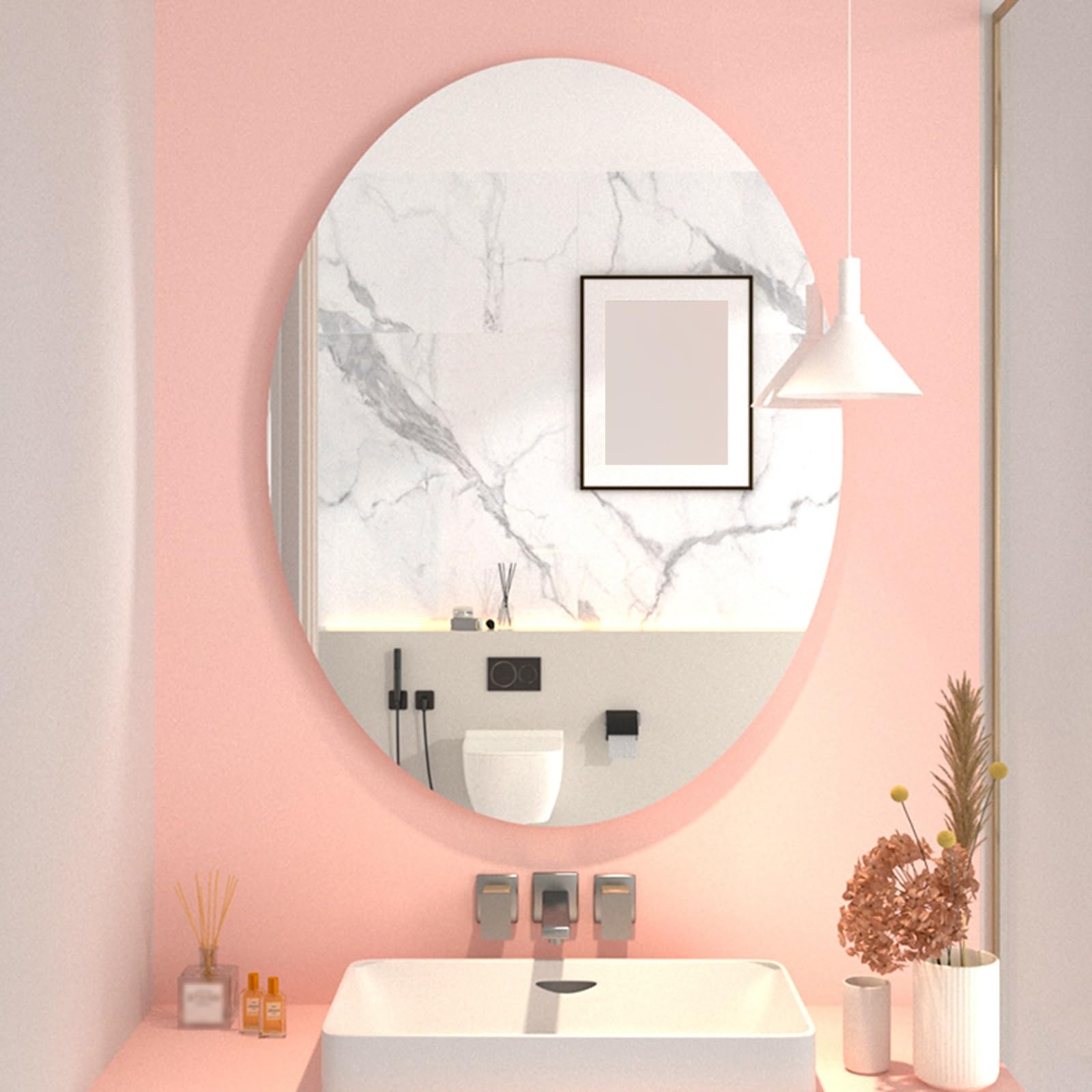 Miroir ovale asymétrique sans cadre pour une décoration murale moderne de salon