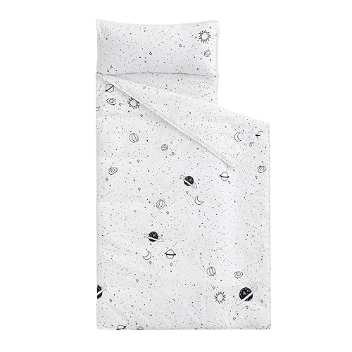 Wake In Cloud - Tapete para siesta con almohada extraíble para niñas y niños pequeños guardería preescolar saco de dormir con cohetes espaciales y