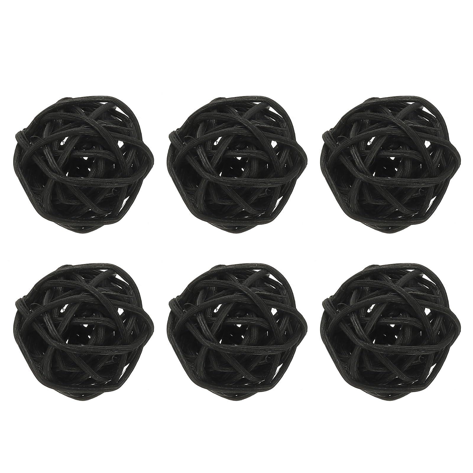 sourcing map 6 Pcs Wicker Rattan Balls 1.2 Inch Rattan Decorative Balls Vase Fillers for Wedding Party Centerpiece Bowls Home Decoration, Black
