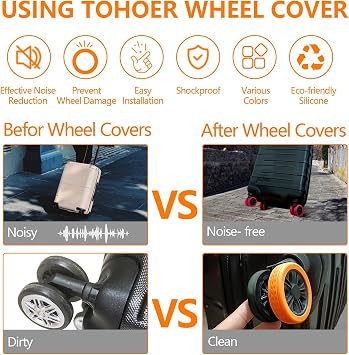 Luggage Wheel Covers for Suitcase,14 Pack Luggage Wheel Protector Covers for most 8-spinner Wheels Carry on Luggage, Brown, 0, Colorful Luggage Wheel Protector Covers