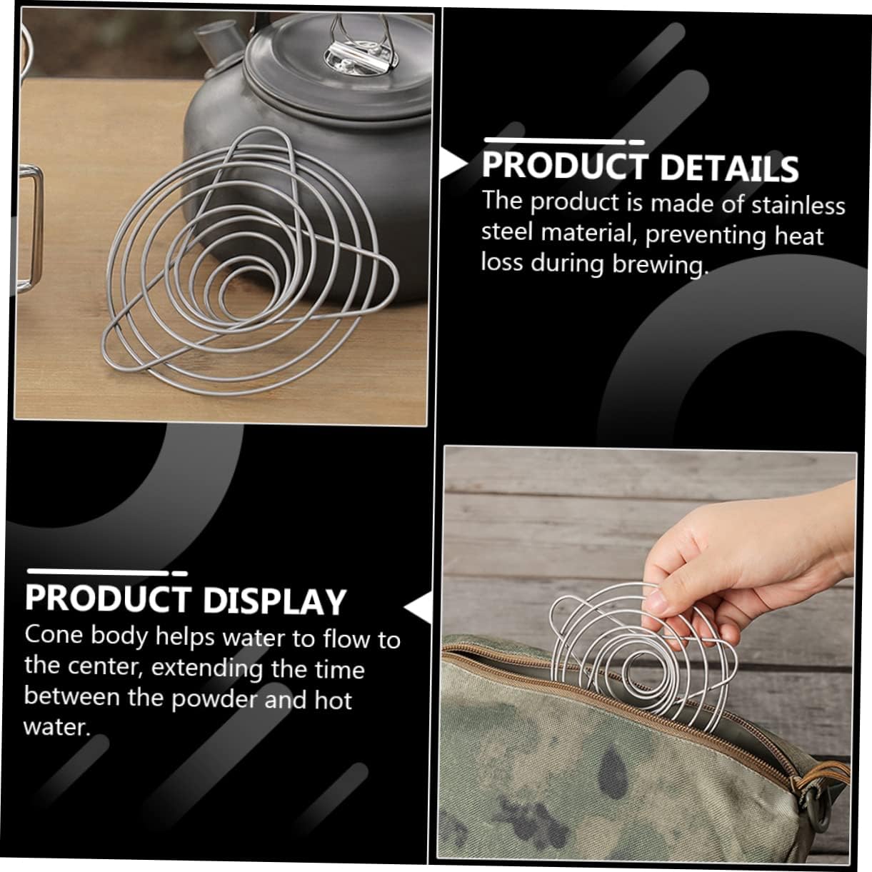Outdoor Coffee Filter Funnel Stainless Steel Folding Dripper Filter Stand for Coffee Filters