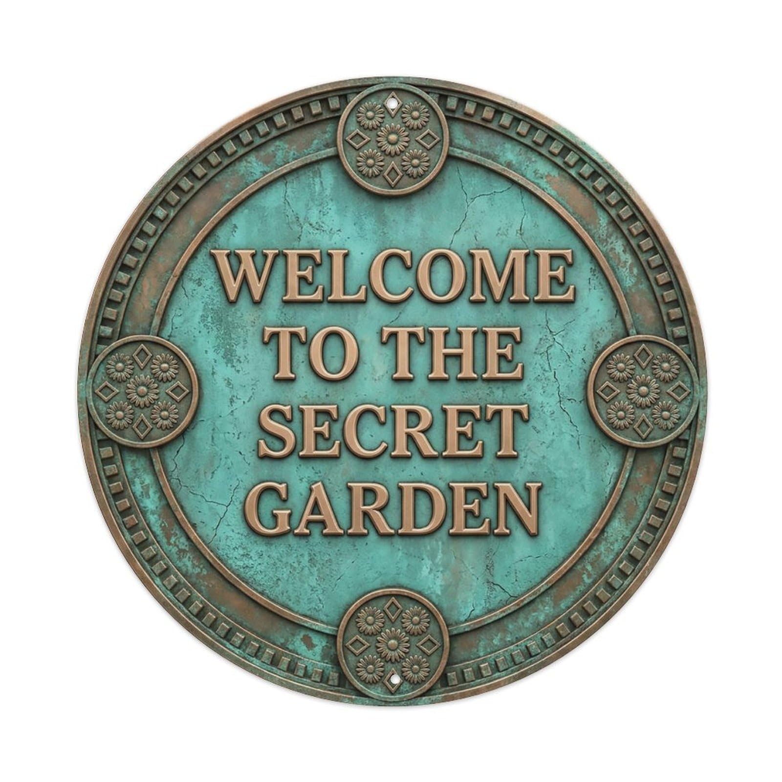 Vintage Welcome Secret Garden Ornate Farmhouse Metal Tin Sign