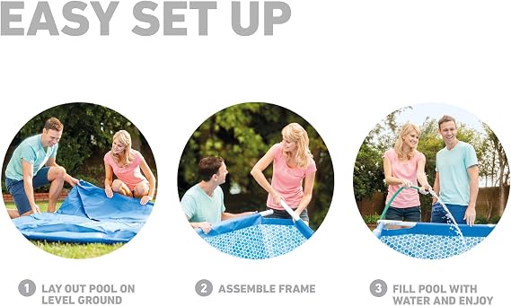 Intex 28272EH 9ft 10in X 6ft 6in X 29 1/2in Rectangular Frame Above Ground Swimming Pool, Blue