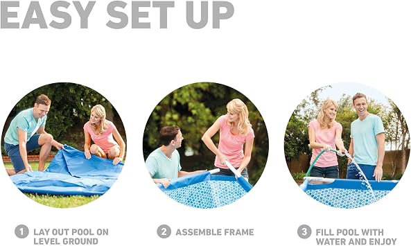 Intex 28272EH 9ft 10in X 6ft 6in X 29 1/2in Rectangular Frame Above Ground Swimming Pool, Blue