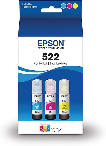 Miniatura 5 de Epson - Impresora EcoTank Pro ET-5850 Supertank inalámbrica a color, todo en uno, color blanco y paquete de botellas de tinta EcoTank T522 a color,