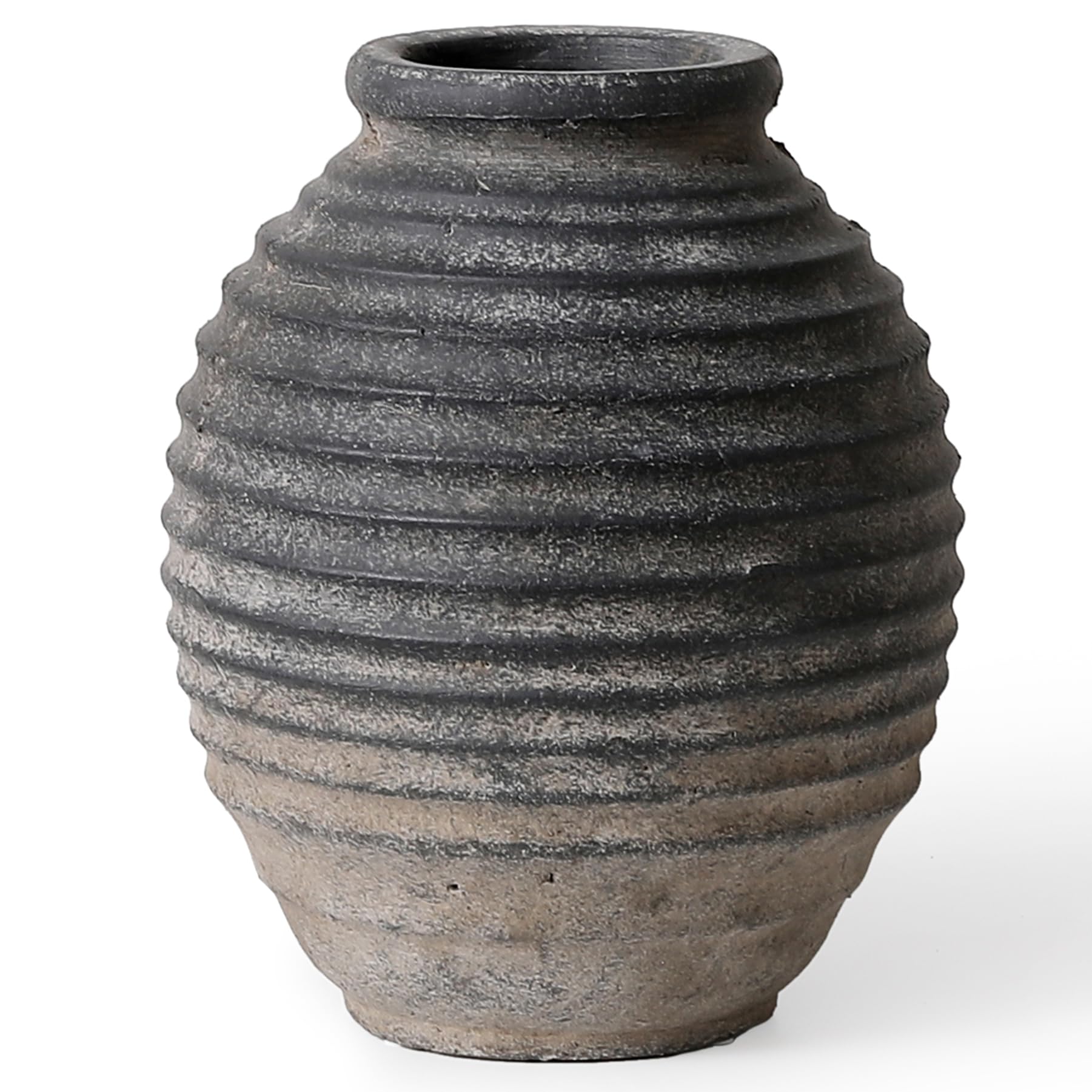 Photo 1 of Kokrose Black Ceramic Vase,10 Inch Rustic Pottery Vase for Home Decor