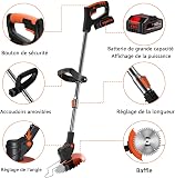Decespugliatore A Batteria, 24v Decespugliatore Elettrico, Tagliabordi A Batteria 5 In 1testata Regolabile E Maniglia Telescopica Per Il Taglio Di Giardini, Prati E Terreni Agricoliq - 3
