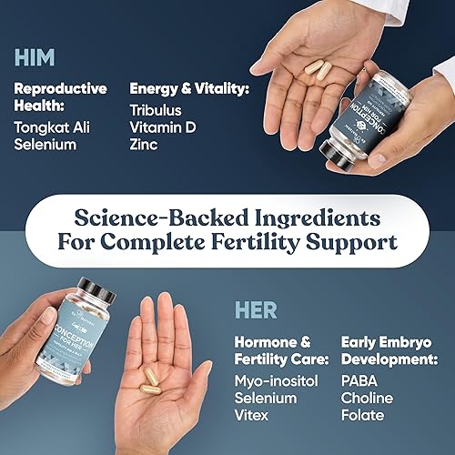 Miniatura 4 de Eu Natural Conception Fertility for Her & Him - Combo de suplementos de fertilidad para mujeres y hombres - Vitaminas prenatales - Promueven el