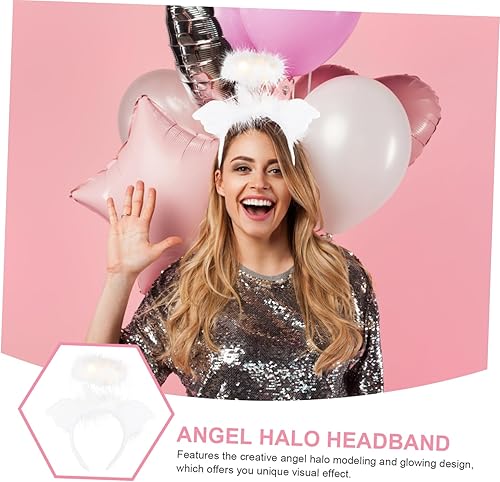 Miniatura 3 de SHERCHPRY 4pcs Angel Headband Glowing Headdress Decor Angel Themed Headband Furry Hairband Angle Wing Headband Angel Headband Prop Glowing Hairband