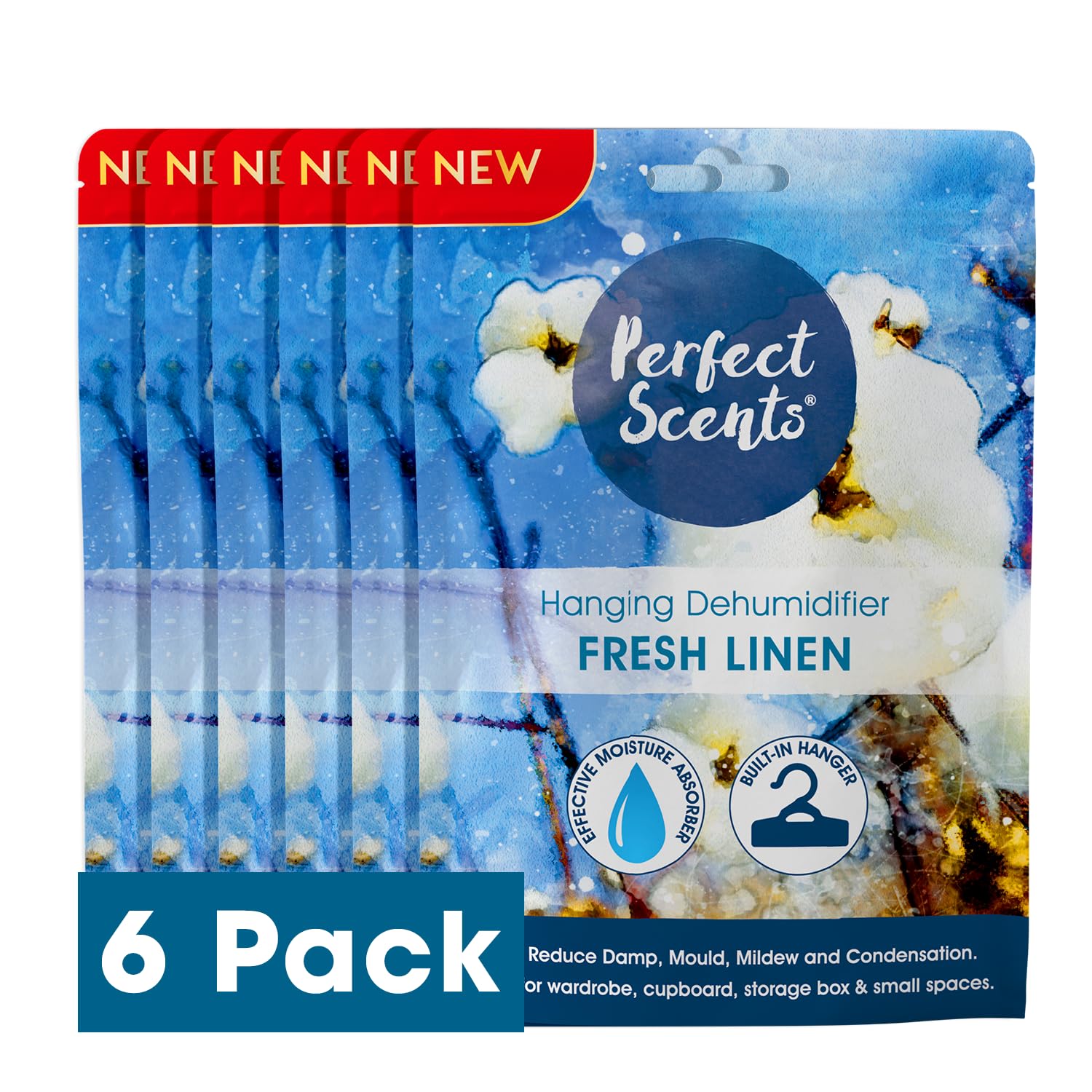 6x Perfect Scents Hanging Dehumidifier Scented - 180g (Fresh Linen)