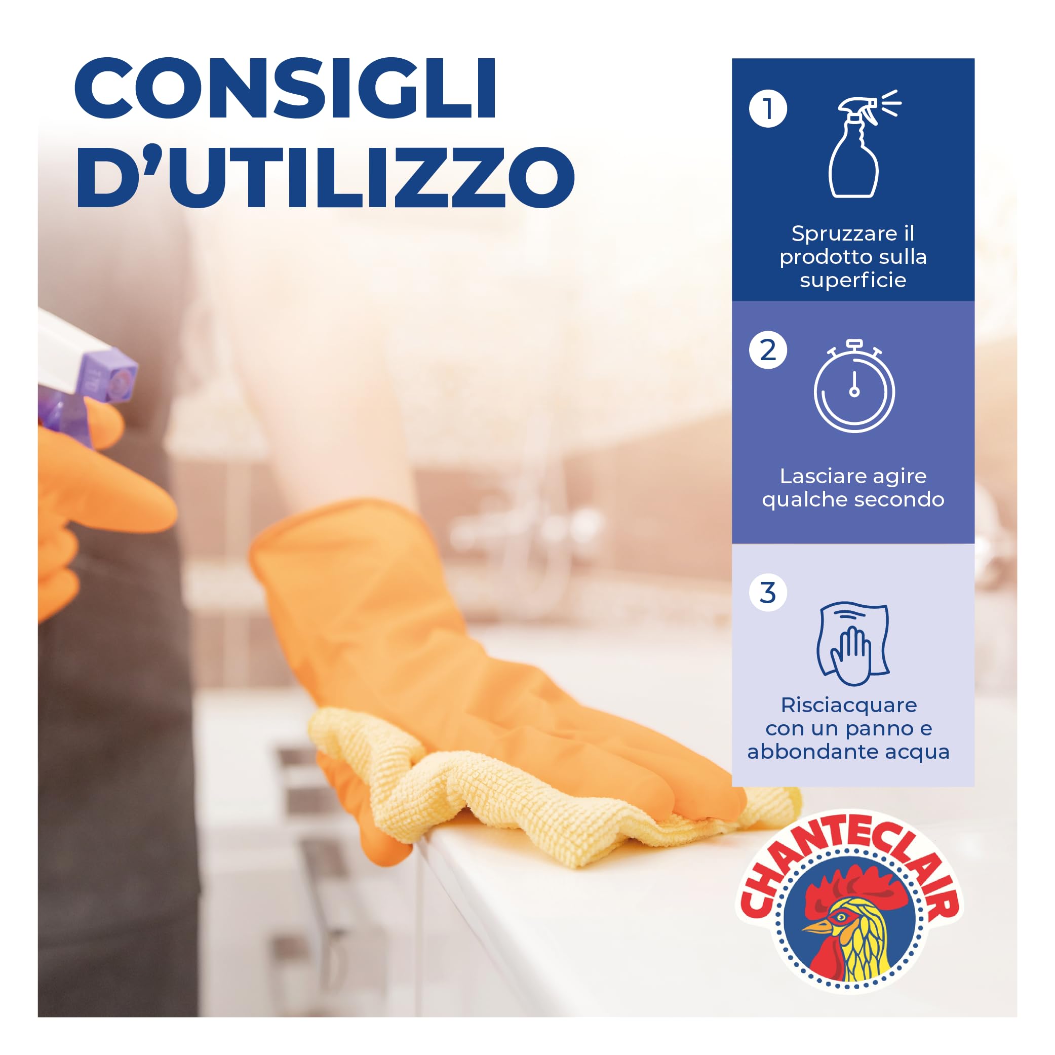 Chanteclair - Anticalcare Universale Antigoccia - Ideale Contro il Calcare su Acciaio, Rubinetti e Ceramica, Azione Antiruggine, Forza&Igiene - 625 ml