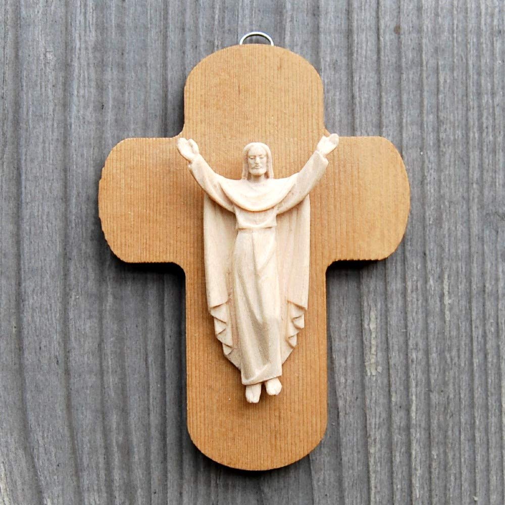 Resurrección de Jesús Cruz de madera fina escultura de pared