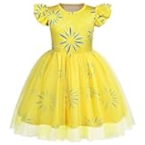 HenzWorld Joy Princess Dress Costume for Kids Dress Up Girls Disgust Princess Dress Cartoon Joy Birthday Role Play Costumes