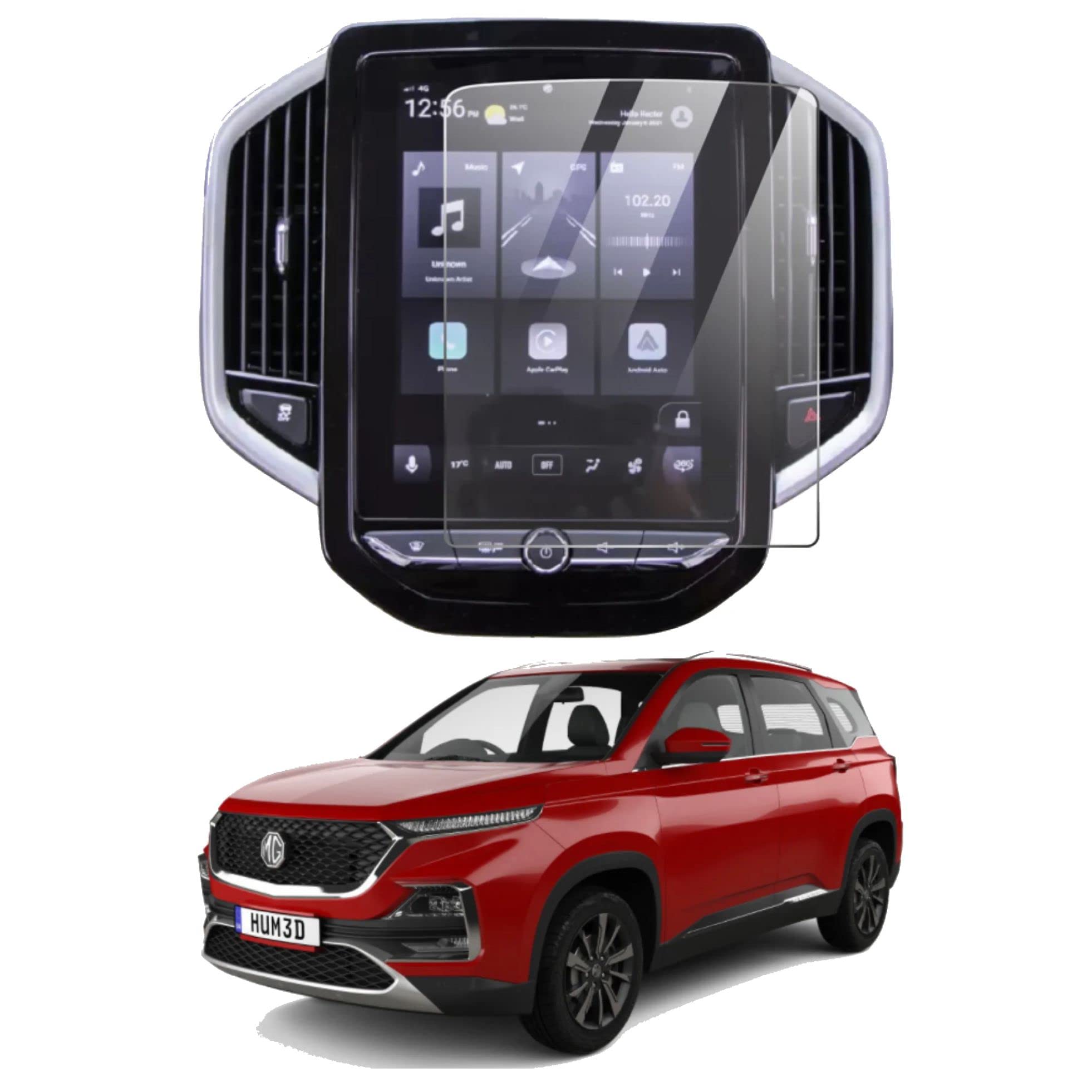 RGY [2 Pack] Screen Protector For MG Hector Car Accessories Navigation Touch Screen Guard - Hector 10.4inch Clear-image-1