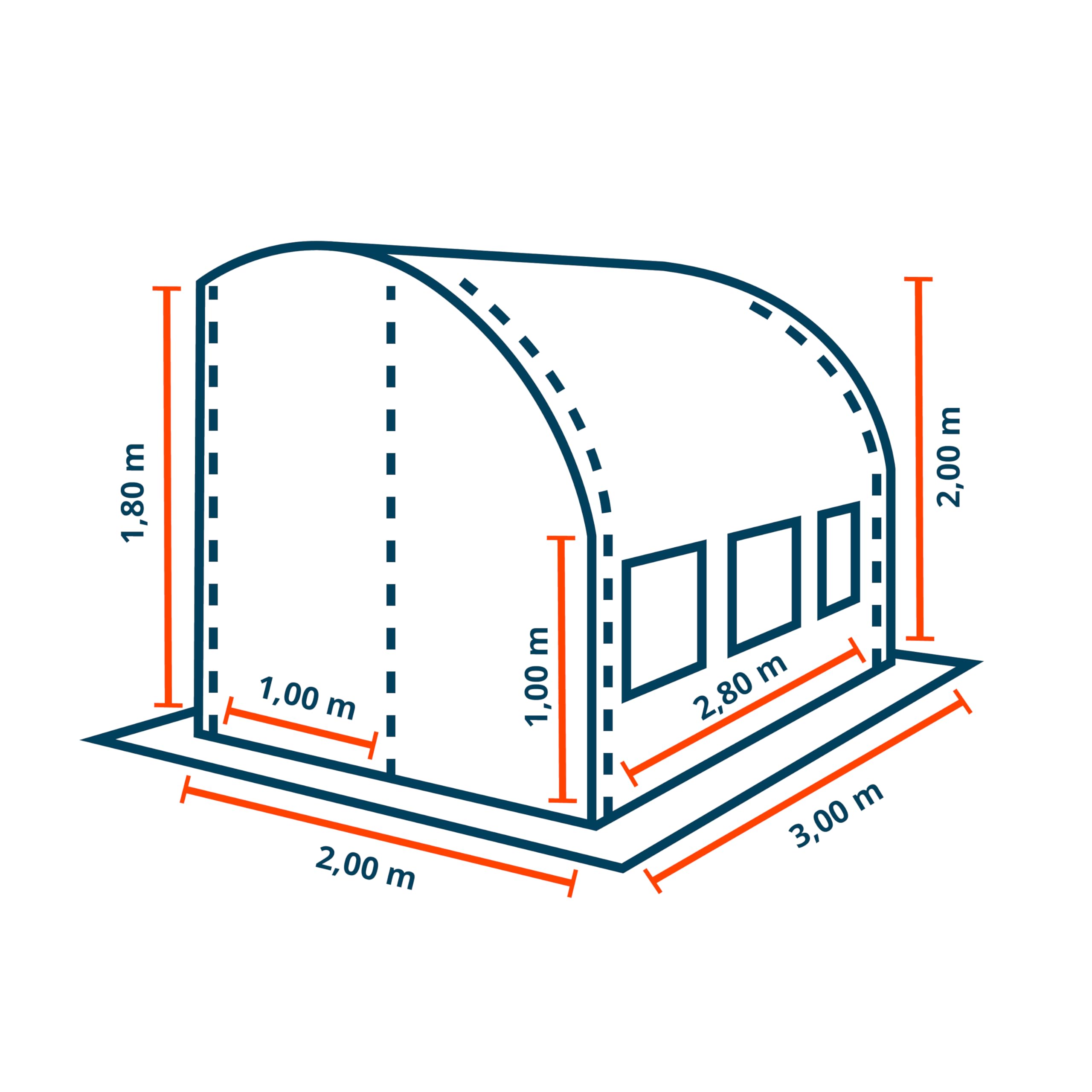 TOOLPORT Serra a tunnel addossata 2x3 m in PE 180 g/m² stabilizzato UV con struttura in acciaio zincato, serra per pomodori con finestre laterali
