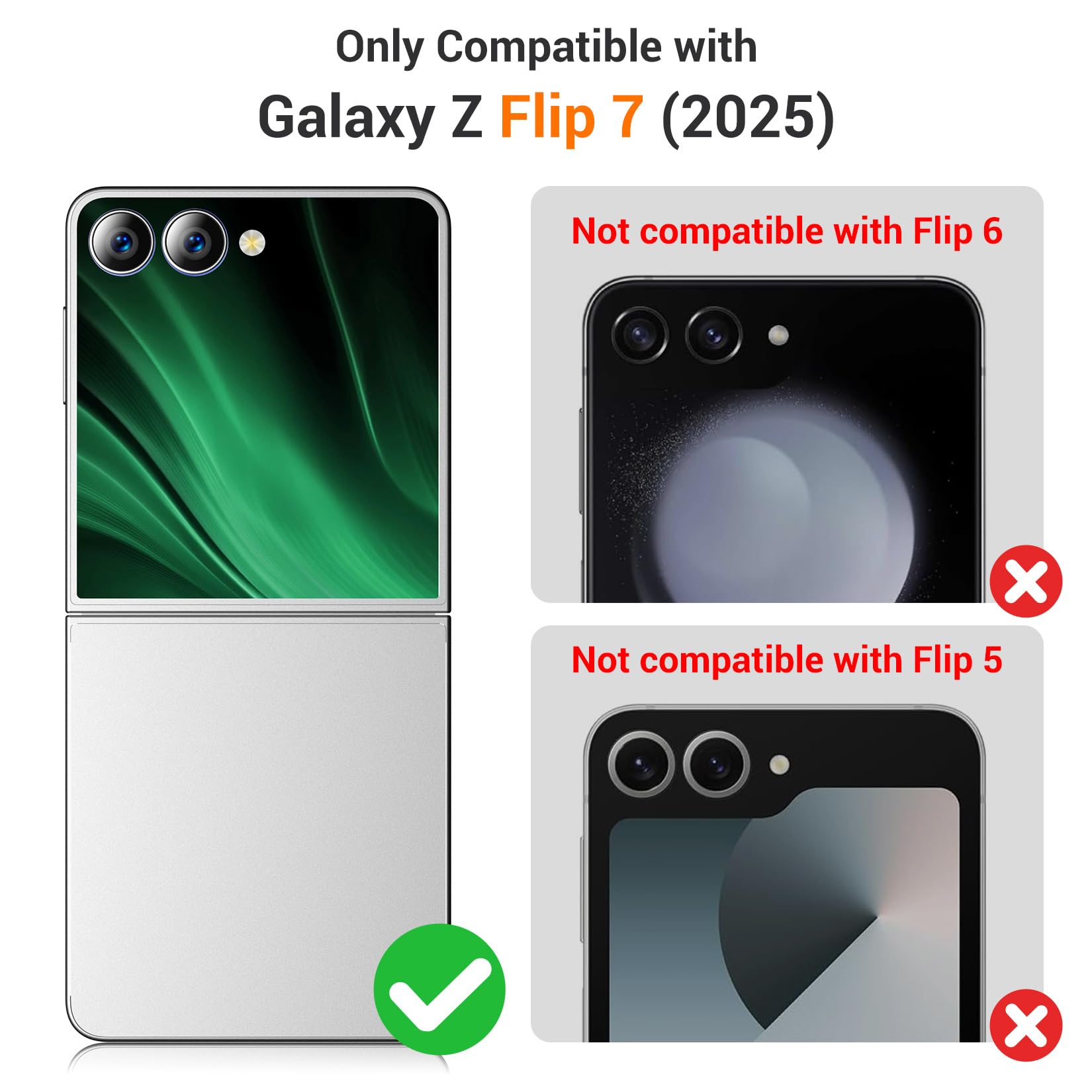 Custodia per Samsung Galaxy Z Flip 7 con protezione frontale integrata, cavalletto, protezione con cerniere, in policarbonato rigido, ultra sottile, antiurto, custodia protettiva per Galaxy Z