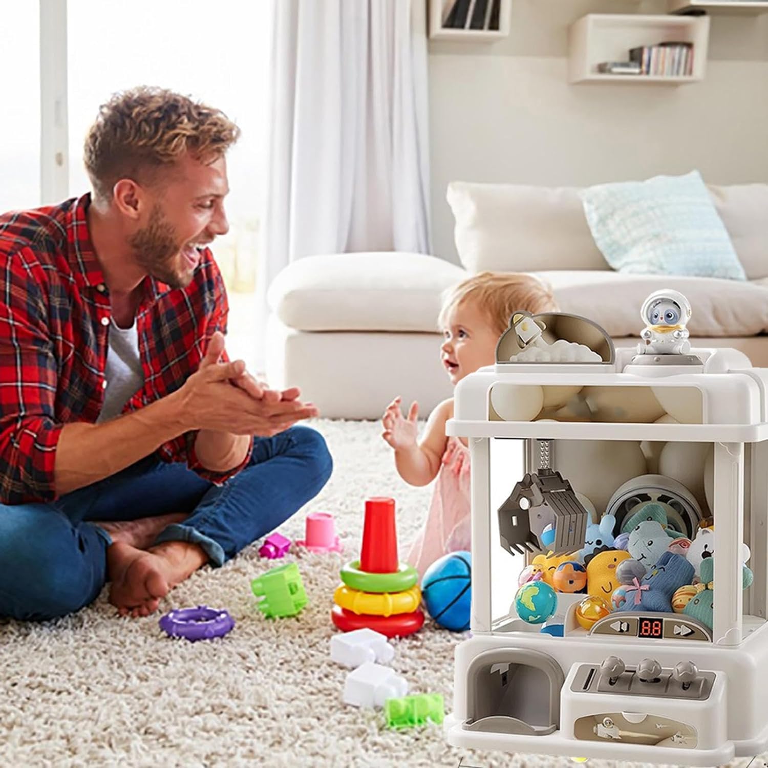 子供クレーンゲーム， 星盟熊+8星球+ぬいぐるみ+20ガチャ+24コインを持っていく， ufo キャッチャーおもちゃ ユーフォーキャッチャー おもちゃ  おもちゃ 本体 家庭用 自宅 ゲームセンター 卓上 玩具 男の子の女の子通用 誕生日のプレゼント (ピンク,三個熊)