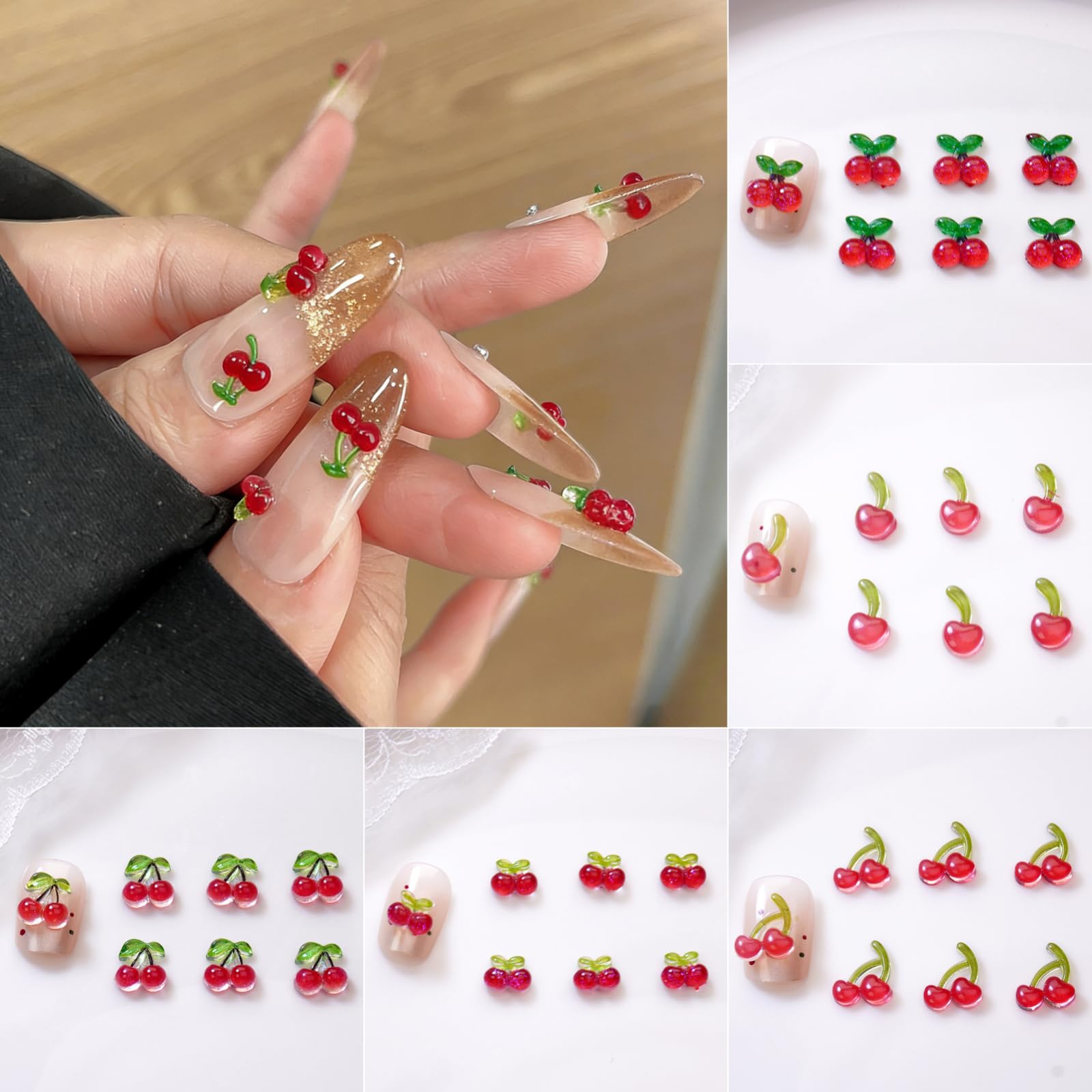 Amazon.co.jp: ネイルパーツ チェリー 200個セット 3D 立体 さくらんぼ