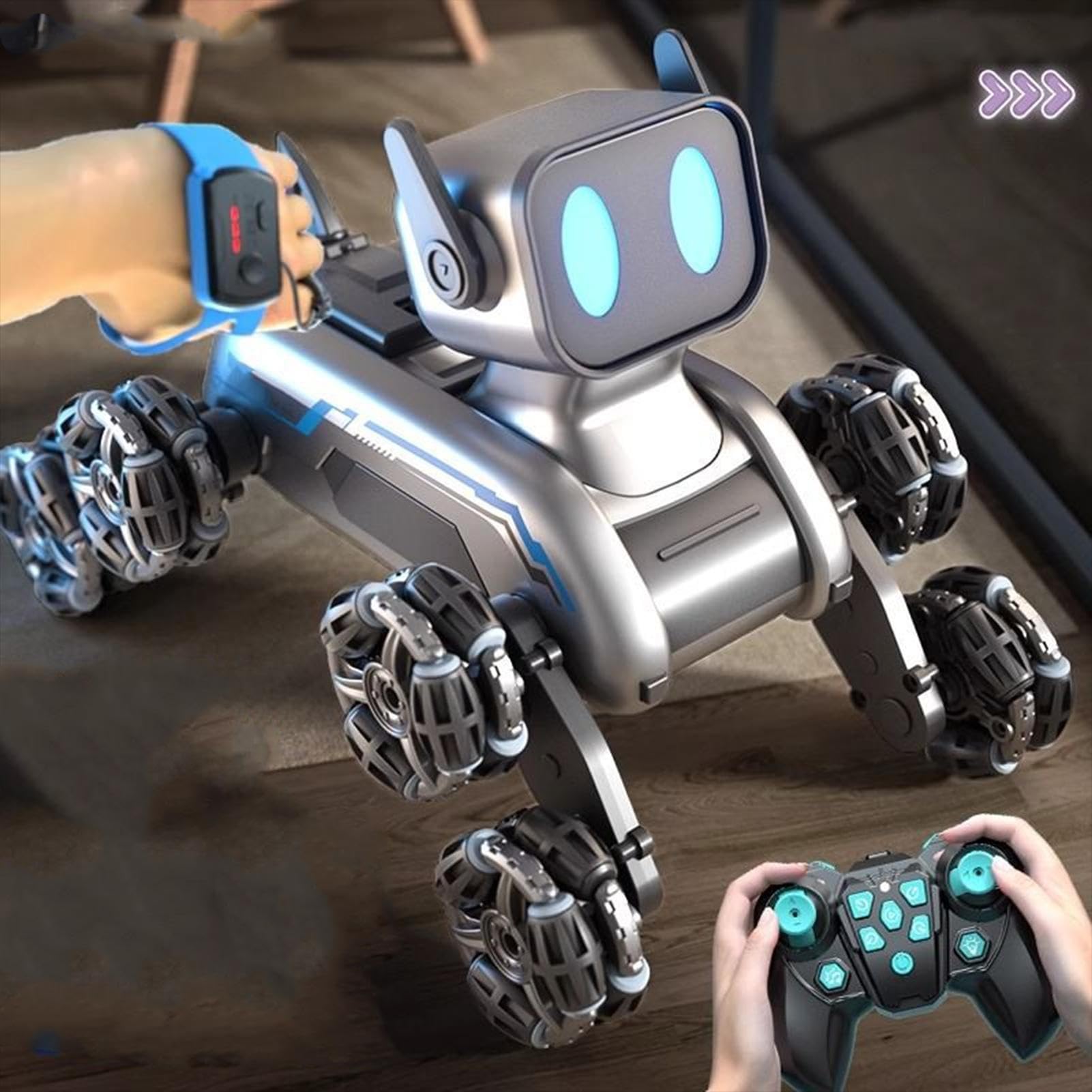 Genérico RC Dog | Robot Dog dla małych dzieci | Przedmioty do zabawy | Dziecko, 8-kołowy robotyczny szczeniak dla chłopców i dziewcząt w sypialni i