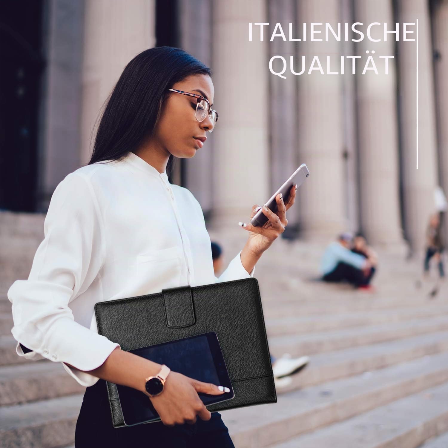 Maruse Leder Dokumentenmappe A4 – Italienisches Vollleder – Aktenmappe für Büro & Business – Handgefertigt in Italien - Schwarz