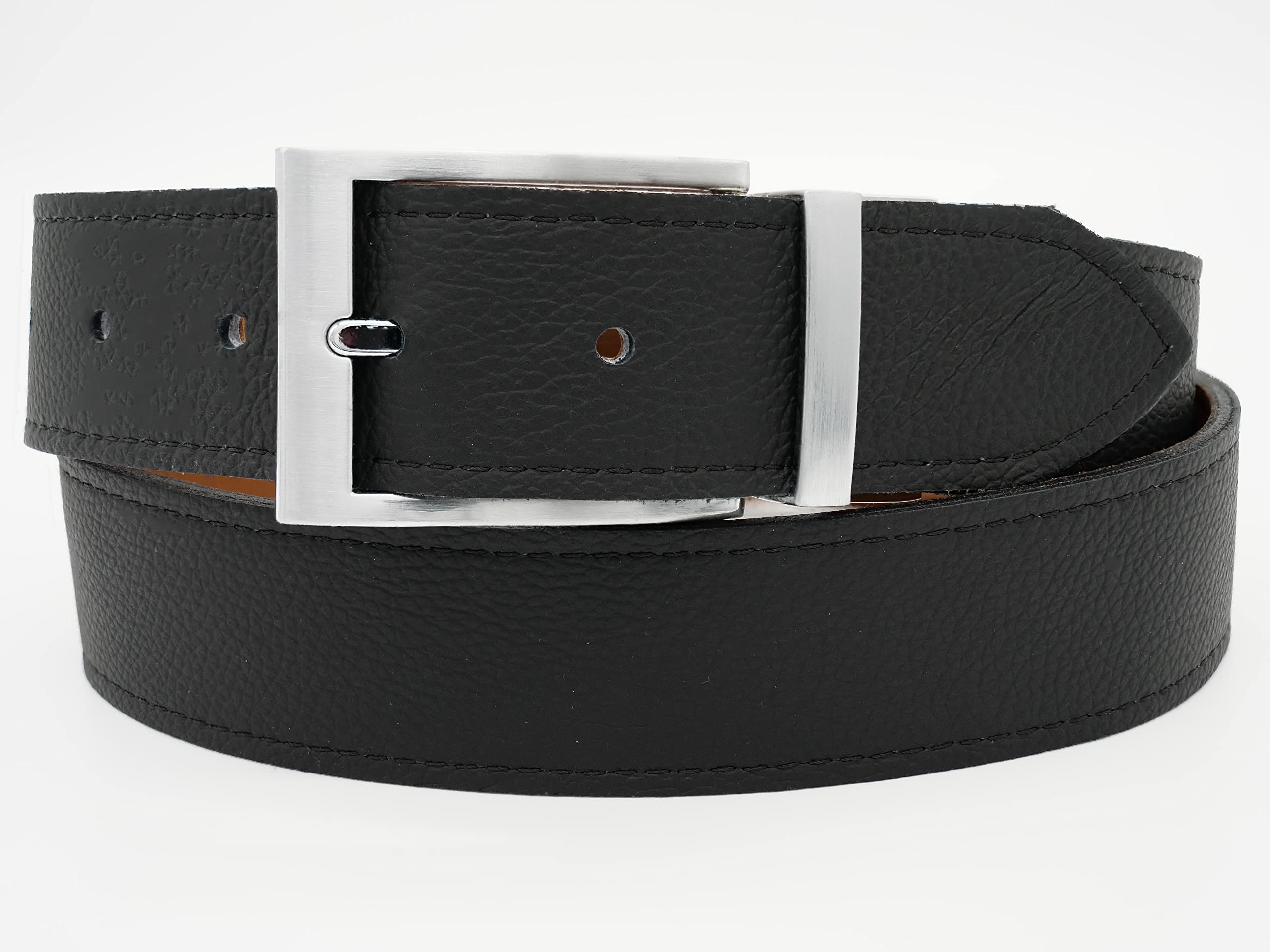 AnnaMatoni Gürtel Herren Ledergürtel Geschenk-Box Wendegürtel aus Nappa Leder 3,5cm breit Größe Kürzbar Braun und Schwarz 130cm