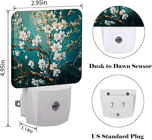 Miniatura 2 de Luz nocturna de almendro en flor, luces nocturnas enchufables, lámpara nocturna con sensor automático, lámpara de atardecer a amanecer, decoración