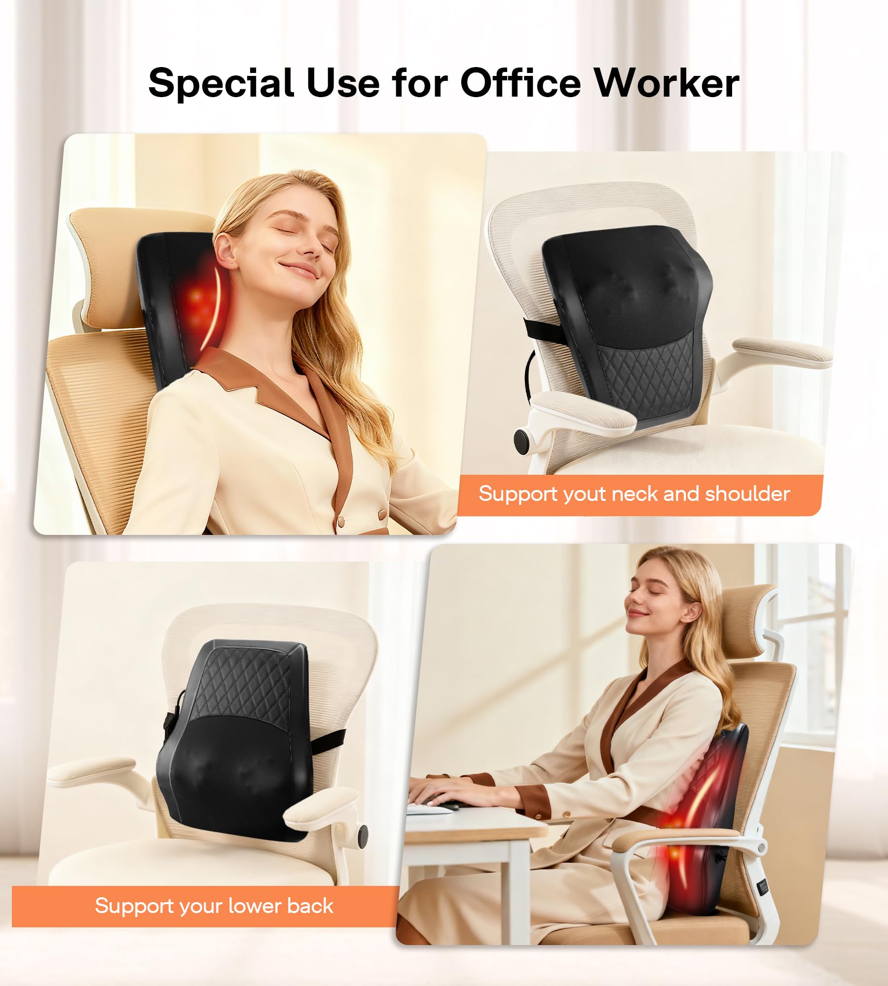 Massagegerät Rücken Nacken,ALLJOY Shiatsu Nackenmassagegerät mit Wärme, 3D Rücken Massagegerät Massagekissen für Nacken, Schultern, Rücken, Beine, Geschenk für Mama, Papa, Frauen, Männer