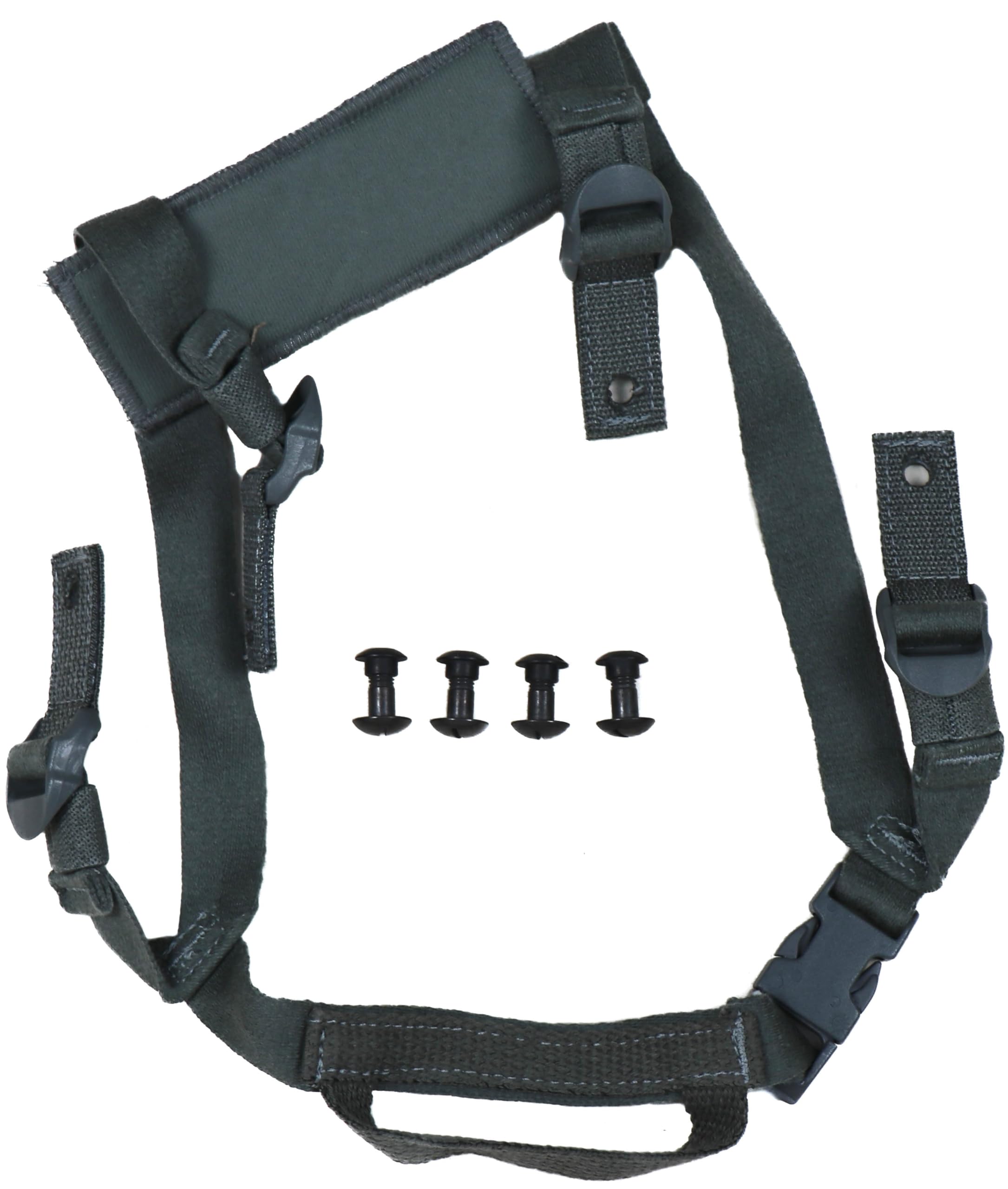US Military Advanced Combat Helmet Chin Strap with Hardware Bolts Foliage Green ACH MICH ACU 4-Point Chinstrap