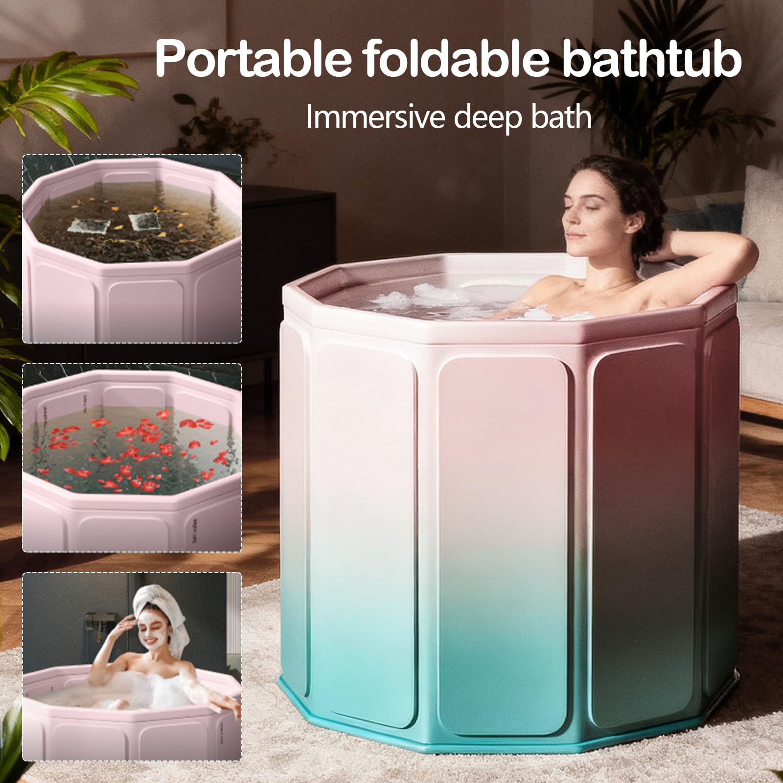 Baignoire Pliable, 80 x 70 cm (L x H) Baignoire Mobile Pour Bains Chauds Et Froids Pour Petites Salles De Bain Douche Spa Et Bien-être En Extérieur Bain De Glace Pour Adultes