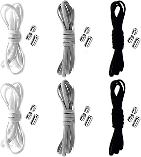 6 Pairs No Tie Elastic Shoelaces with Metal Buckles Shoe Laces Quick Release Lacing Tie-Free Loopless Shoelaces Running Shoe Laces Shoestrings for Adults Kids Older Marathon Runners All Shoes