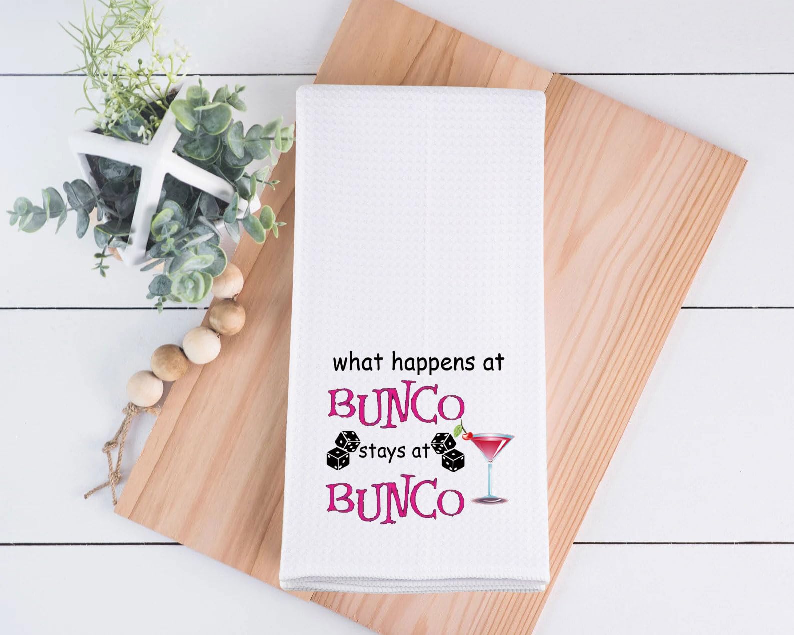 VAMSII Bunco Game Bunco Kitchen Towel Gift for Bunco Player What Happens at Bunco Stays at Bunco Dice (Bunco Bunco Towel)