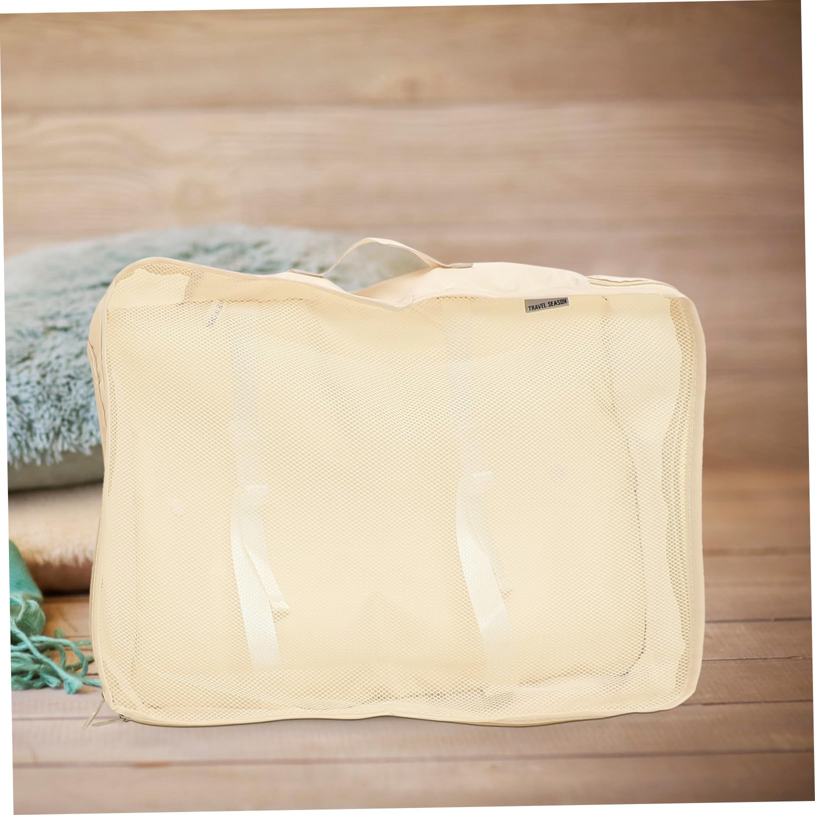 Organisateur de Valise de Voyage 1 Set Polyester Beige | Fermeture à Cordon, Lot de 9 Set de Set de Pièces, Pliable pour Camping et Randonnée, Protège les Objets Précieux
