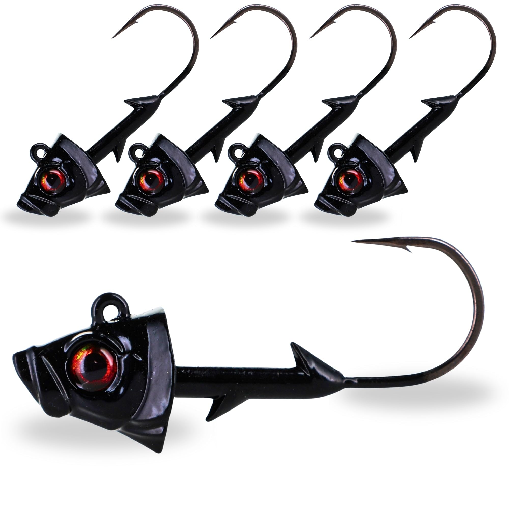 Reaction Tackle Swimbait Jig Head/Weighted Hooks for Saltwater and Freshwater/Realistic Fish Head (5 Pack)