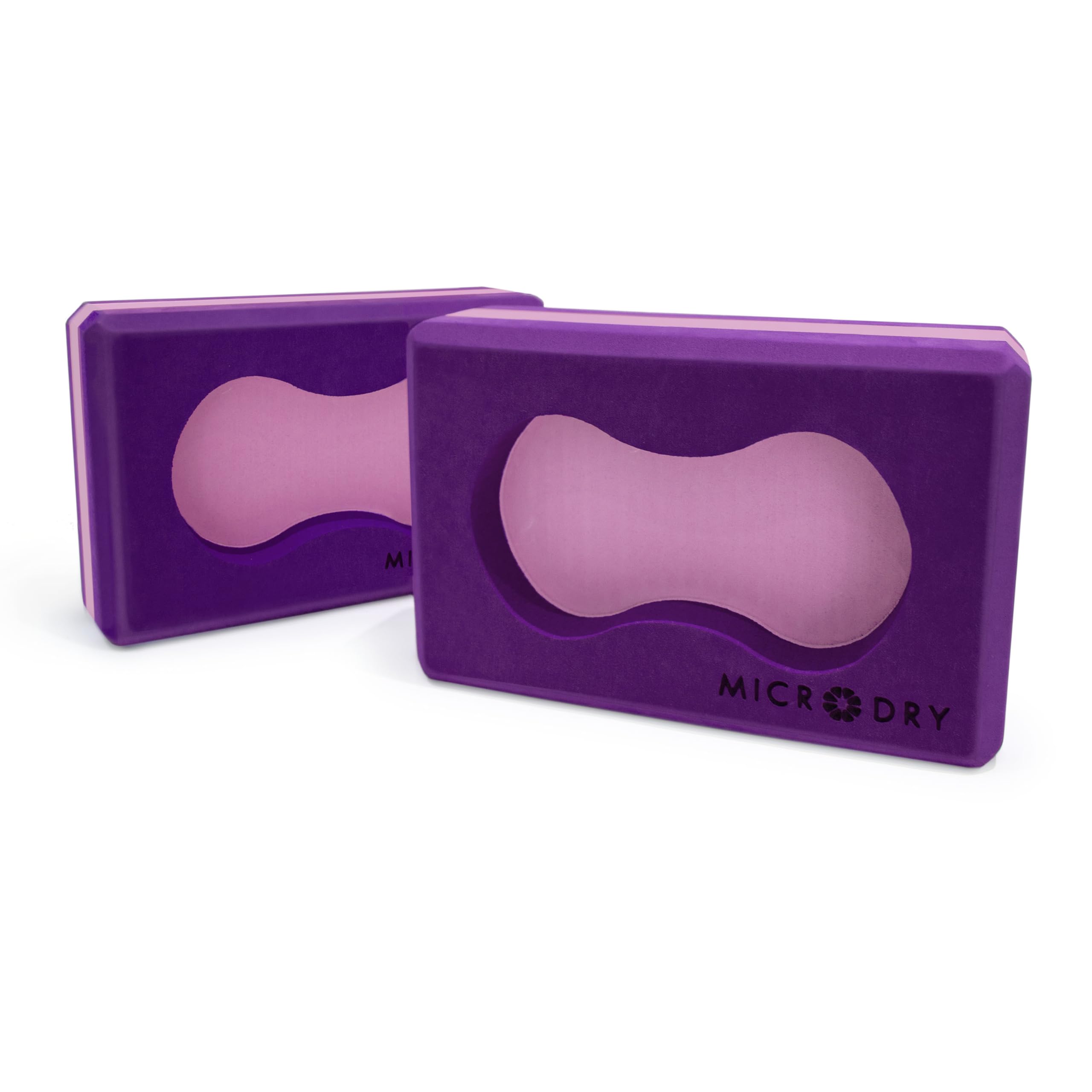MicroDry Sure Grip Yoga-Block, Violett/Pink, 2 Stück
