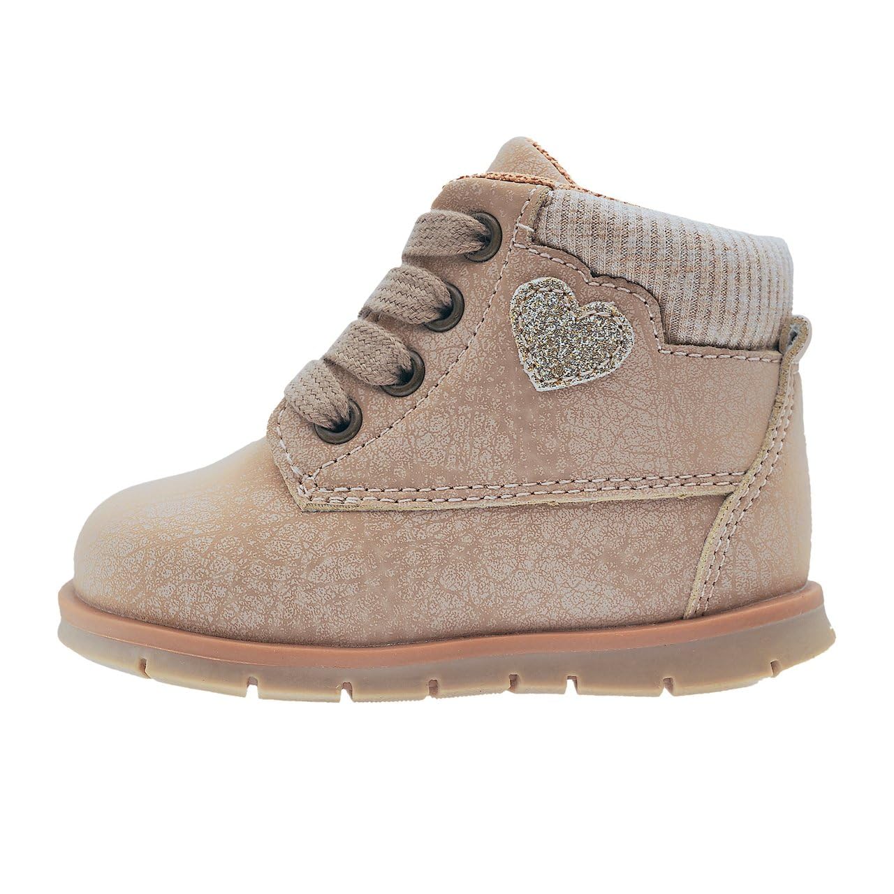 Scarpe Invernali Polacchino Bambina Fiolly, Regolabile con Lacci e Zip Laterale, con Cuore Glitter