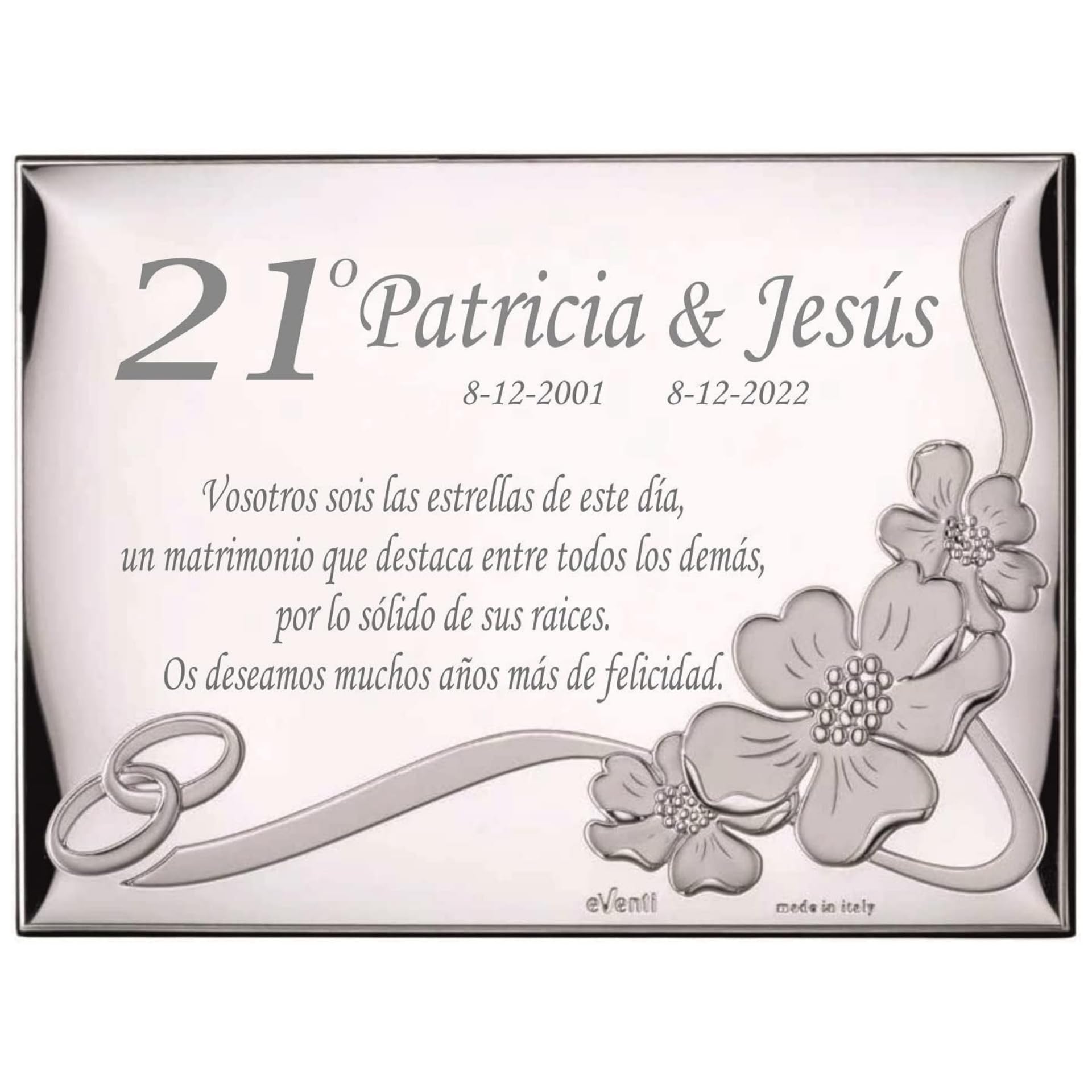 Placa conmemorativa personalizada 13x18 homenaje para bodas