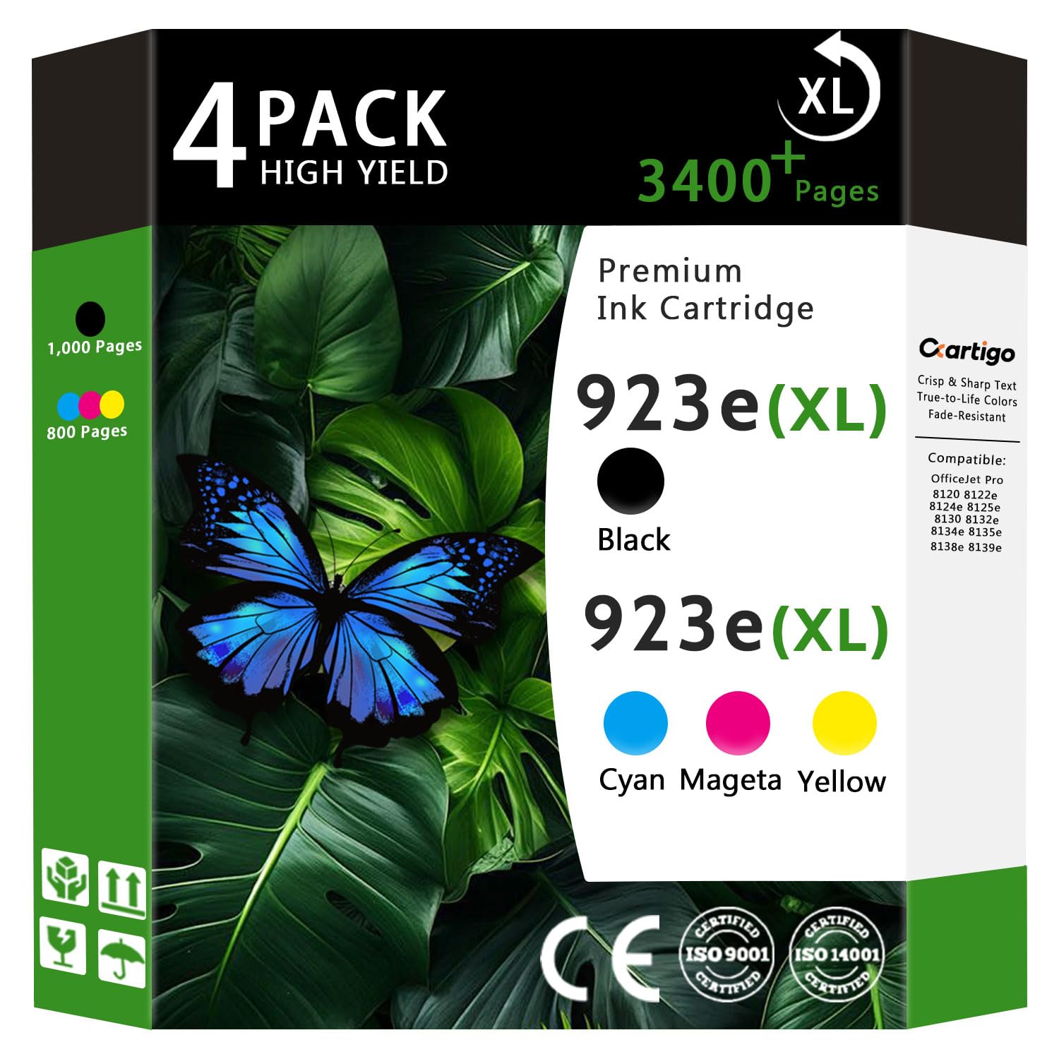 923e 923XL High Yield Ink Cartridges Compatible for Combo Pack HP 923 Replacement for OfficeJet Pro 8120 8122e 8124e 8125e 8130 8132e 8134e 8135e