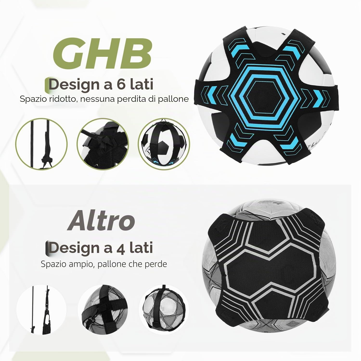 GHB Trainer da Calcio Accessori per L’Allenamento Individuale con Cintura Regolabile Bambini per Controllo Palla e Pallone Regalo per Bambino
